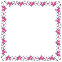 Hand drawn hearts border and frame design vector