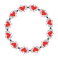Hand drawn hearts border and frame design vector