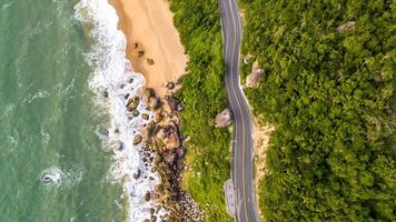 Balneario Camboriu in Santa Catarina. Taquaras Beach and Laranjeiras Beach in Balneario Camboriu. Aerial view in landscape. photo