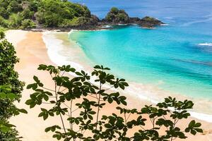 Fernando de Noronha, Brazil. View of Sancho beach on Fernando de Noronha Island. View without anyone on the beach. photo