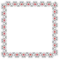Hand drawn hearts border and frame design vector