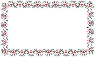 Hand drawn hearts border and frame design vector