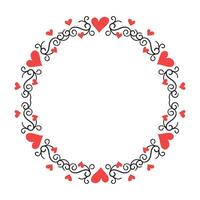 Hand drawn hearts border and frame design vector