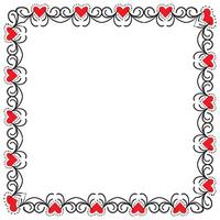 Hand drawn hearts border and frame design vector