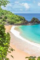 Fernando de Noronha, Brazil. View of Sancho beach on Fernando de Noronha Island. View without anyone on the beach. photo