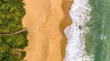 Balneario Camboriu in Santa Catarina. Taquaras Beach and Laranjeiras Beach in Balneario Camboriu. Aerial view in landscape. photo