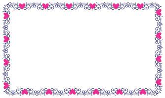 Hand drawn hearts border and frame design vector