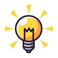 Bright light bulb icon on white background vector