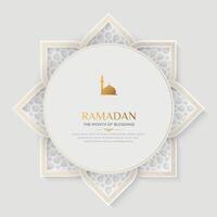 Ramadan Kareem luxury ornamental greeting card with decorative border frame vector