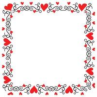 Hand drawn hearts border and frame design vector