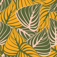 Veined leaves create a seamless pattern for modern tropical textiles. vector