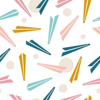 Abstract geometric colored sticks form a seamless pattern with chaotic shapes for modern fabrics and textiles. vector