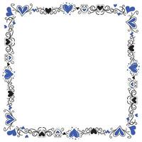 Hand drawn hearts border and frame design vector