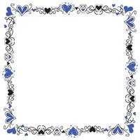 Hand drawn hearts border and frame design vector