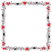 Hand drawn hearts border and frame design vector