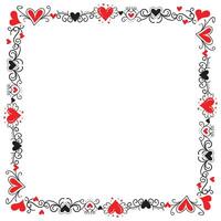 Hand drawn hearts border and frame design vector