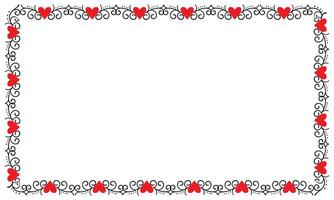 Hand drawn hearts border and frame design vector