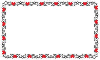 Hand drawn hearts border and frame design vector