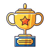 brillante dorado trofeo con estrella ilustración dibujos animados icono vector