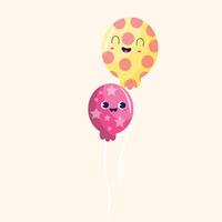 Balloons bunch collection with funny faces vector