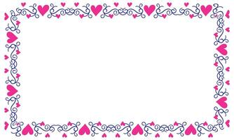 Hand drawn hearts border and frame design vector