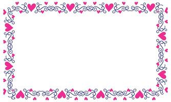 Hand drawn hearts border and frame design vector