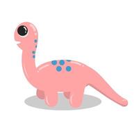 Cute dinosaur in pink pastel color, diplodocus graphic illustration vector