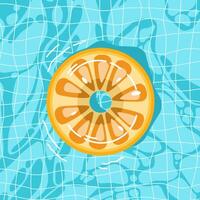 A orange fruit air float on a pool in summer with water background vector