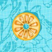 A orange fruit air float on a pool in summer with water background vector