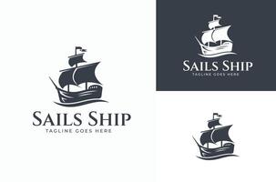 Illustration of a sailing boat for the Sailing Travel Transport logo design vector