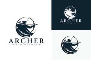 Archer logo with a man holding a bow and arrow vector