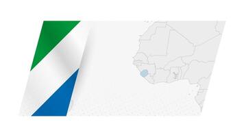 Sierra Leone map in modern style with flag of Sierra Leone on left side. vector