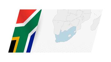 South Africa map in modern style with flag of South Africa on left side. vector