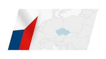 Czech Republic map in modern style with flag of Czech Republic on left side. vector