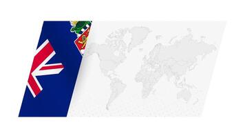 World map in modern style with flag of Cayman Islands on left side. vector