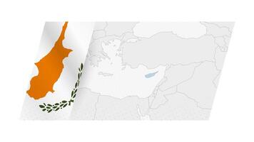 Cyprus map in modern style with flag of Cyprus on left side. vector