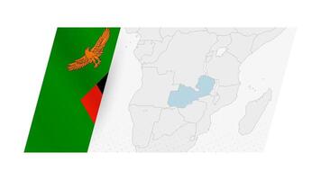 Zambia map in modern style with flag of Zambia on left side. vector