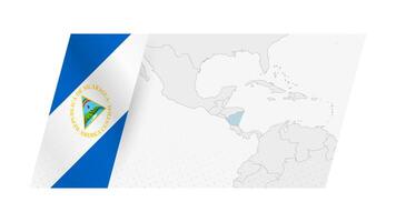 Nicaragua map in modern style with flag of Nicaragua on left side. vector