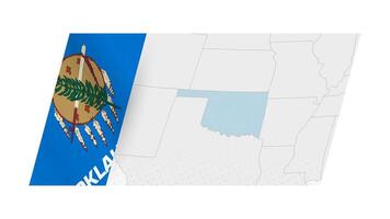 Oklahoma map in modern style with flag of Oklahoma on left side. vector