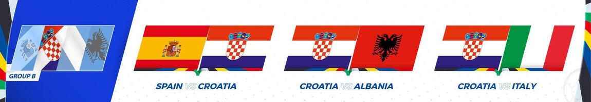 Croatia football team games in group B of International football tournament 2024. vector