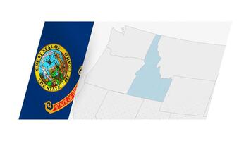Idaho map in modern style with flag of Idaho on left side. vector
