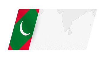 Maldives map in modern style with flag of Maldives on left side. vector