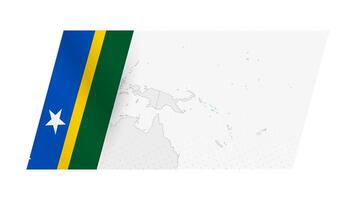 Solomon Islands map in modern style with flag of Solomon Islands on left side. vector