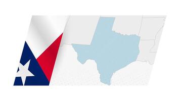 Texas map in modern style with flag of Texas on left side. vector