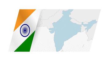 India map in modern style with flag of India on left side. vector