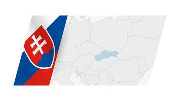 Slovakia map in modern style with flag of Slovakia on left side. vector