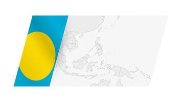 Palau map in modern style with flag of Palau on left side. vector