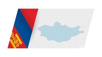 Mongolia map in modern style with flag of Mongolia on left side. vector