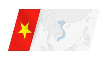 Vietnam map in modern style with flag of Vietnam on left side. vector