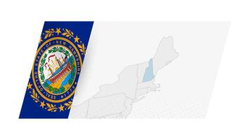 New Hampshire map in modern style with flag of New Hampshire on left side. vector